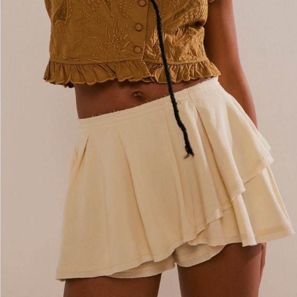 Free People Cream Textured Skirt